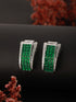Rhodium Green Emerald Cubic Zirconia Luxe Hoop Studds Earring