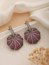 Silver Toned Red AD Studded Designer Luxe Floral Chandelier Hoop Earrings