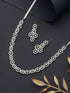 Rhodium Cubic Zircon Studded Contemporary Minimal Necklace Jewellery Set