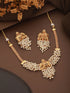Gold Plated Elephant Motif Pearl Beaded Designer Earrings Necklace Jewellery Set