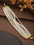 Pearl Beaded 7 Layered Minimal Luxe Choker with AD Earrings Jewellery Set