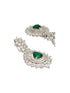 Silver Toned Green Emerald Studded Designer Bridal Necklace Jewellery Set