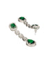Silver Toned Green Zircon Studded Double Lined Designer Luxe Necklace Jewellery Set