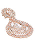 Rose Gold toned Zircon studded Long Chandelier Chandbali Luxe Earrings