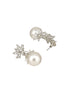 Silver Plated Zercon studded Minimal delicate Floral drop Earringa