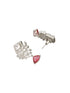 Silver Toned Red Ad Studded Minimal Quirky Drop Earring