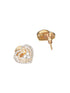 Gold Plated Ad Studded Heart Shaped Minimal Studds Earrings