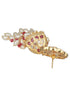 Gold Plated Red AD Pearl Beaded Contemporary Long Jhumka Earrings