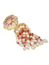 Gold Plated Red AD Pearl Beaded Contemporary Long Jhumka Earrings