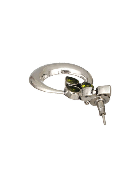 Silver Plated Peridot Green Crystal Handcrafted Modern Chandelier Designer Earring