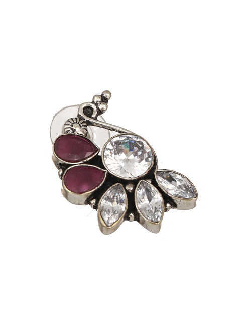 Silver Toned Crystal Studded Bird Shaped Minimal dailywear Earrings