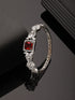 Silver Toned Red Zircon Studded Designer Kada Bracelet