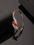 Rose Gold Plated Red AD Studded Minimal Designer Bangle Bracelet