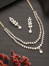 Gold Plated Zircon Studded Double Lined Pear Shaped Solitaire Bridal Necklace jewellery Set
