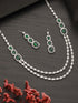 Silver Plated Green Zircon Studded Double 2 Lined Bridal Luxe Jewellery set