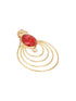 24K Gold Plated Red Ruby Circular Minimal Chunky Chandbali Luxe Studds Earrings