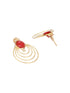 24K Gold Plated Red Ruby Circular Minimal Chunky Chandbali Luxe Studds Earrings