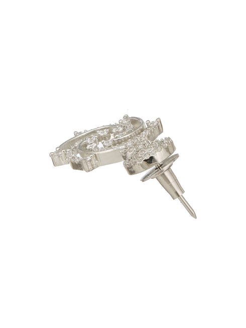 Silver Plated Zircon Studded Quirky Luxe Dropdown Earrings