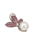 Silver Plated Red AD & Pearl Studded Luxe Designer Floral Designer Earrings