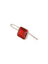 Silver Toned Oxidised Ruby Red Solitaire Minimal Fish Hook Earrings