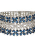Silver Toned Blue Sapphire AD Studded Designer Bridal Kada Bracelet
