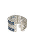 Silver Toned Blue Sapphire AD Studded Designer Bridal Kada Bracelet