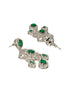 Silver Plated Emerald Green AD Studded Luxe Designer Floral Pendant Jewellery Set