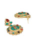 Gold plated Turquoise Blue Nav Ratan Kundan Floral Raanihaar Jewellery Set