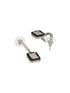 Anti-Tarnish Silver Plated Black Geaometric Hoops Minimal Dropdown Earrings