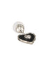 Anti-Tarnish Silver Plated Black Enamelled Heart Shaped Minimal Drop Down Studs Earrings