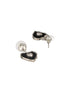 Anti-Tarnish Silver Plated Black Enamelled Heart Shaped Minimal Drop Down Studs Earrings
