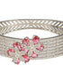 Silver Plated Ruby Red Floral Statement Designer Brooch Kada Bangle Bracelet