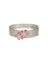 Silver Plated Ruby Red Floral Statement Designer Brooch Kada Bangle Bracelet