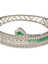 Silver Plated Green AD Studded Contemporary Designer Bridal Kada Bracelet