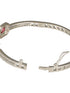 Silver Plated Ruby Red Delicate Luxe Floral Cuff Bangle Bracelet