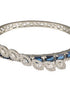 Silver Toned Sapphire Blue AD Studded Elegant Designer Leaf Kada Bangle Bracelet