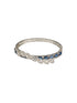 Silver Toned Sapphire Blue AD Studded Elegant Designer Leaf Kada Bangle Bracelet