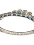 Silver Toned Sapphire Blue AD Studded Elegant Designer Leaf Kada Bangle Bracelet