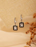 Anti-Tarnish Silver Plated Black Geaometric Hoops Minimal Dropdown Earrings
