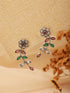Oxidised Silver Plated Red Stone Studded Floral Ear Cuff Earrings