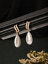 Gold Plated Tear Drop Pearl Studded Luxe Minimal Drop Earrings