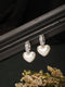 Anti-Tarnish Silver Plated Faux Pearl Studded Heart Shaped Small Minimal Hoop Earrings
