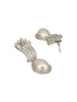 Silver Plated AD Studded & Pearl Contemporary Hoop Bali Earrings
