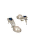 Silver Plated Blue AD Studded & Pearl Contemporary Hoop Bali Earrings