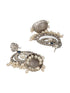 Silver Toned Oxidised Blue AD Studded Handcrafted Contemporary Chandbali Jhumkas Earrings