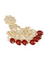 Gold Toned Kundan & Maroon Pearl Beaded Delicate Floral Chandbali Earrings