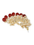 Gold Toned Kundan & Maroon Pearl Beaded Delicate Floral Chandbali Earrings