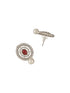 Silver Toned Red Ruby Studded Pearl Beaded Choker Jewellery Set