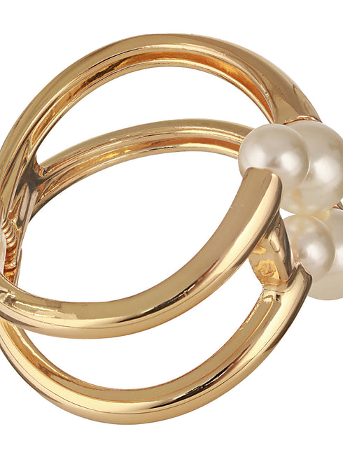 Anti-Tarnish Gold Plated Big Pearl Studded Cuff Kada Bracelet