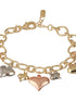 Anti-Tarnish 18k Gold Plated Heart Shaped Charm Link Wraparound Bracelet